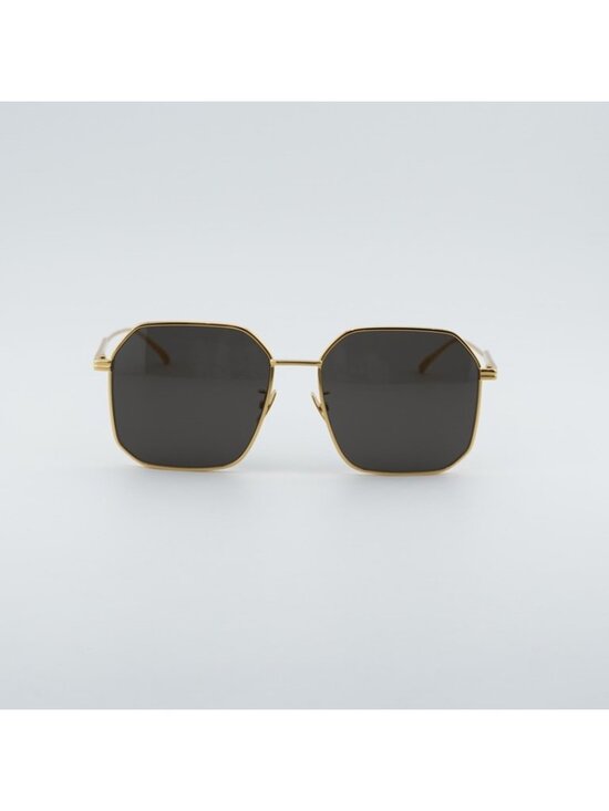 Bottega Veneta BV1108SA 001 Sunglasses Gold Square Frame, Grey Lenses
